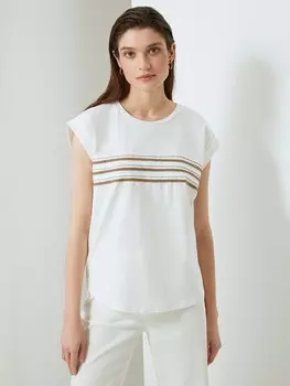 Блуза с коротким рукавом белая трикотажная S(44)