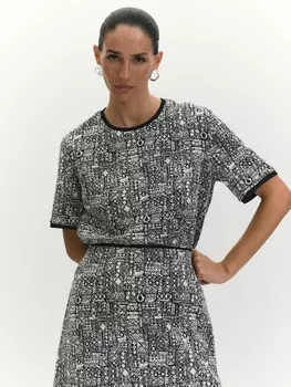 Блуза с коротким рукавом из хлопкового жаккарда M(46)