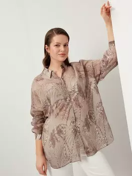 Блуза с принтом лёгкая темная XL(50)