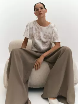 Блуза с природным рисунком и крылышками XS(42)