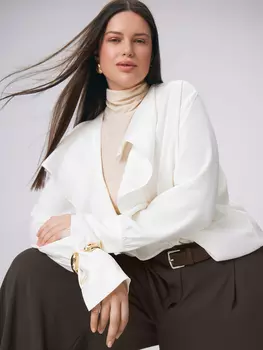 Блуза с широким струящимся воротником M(46)