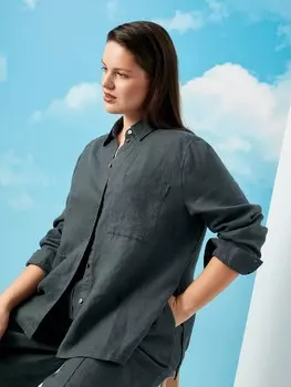 Блуза серая льняная XL(50)