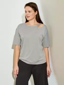 Блуза серая трикотажная с коротким рукавом XL(50)