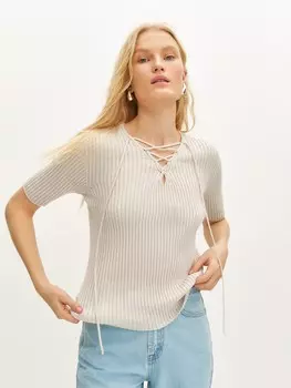 Блуза вязаная со шнуровкой из 100% хлопка XS(42)