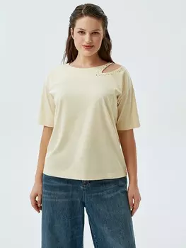 Блуза желтая трикотажная с коротким рукавом XL(50)