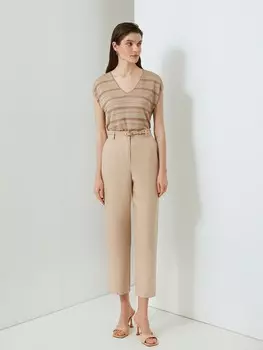 Брюки изо льна и вискозы бежевые S(44)