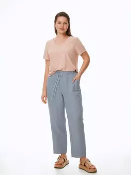 Брюки изо льна и вискозы голубые XL(50)