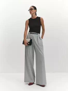 Брюки палаццо из костюмной шерстяной ткани L(48)