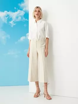 Брюки укороченные из хлопка и льна S(44)