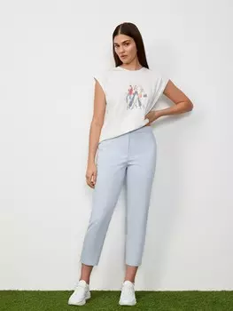 Брюки укороченные в полоску L(48)