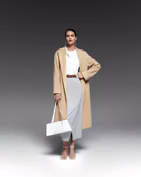 Длинное пальто из премиальной шерстяной ткани L(48)