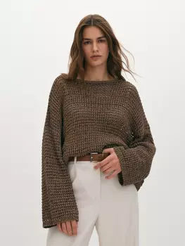 Джемпер из вязаной ажурной сетки ELIS