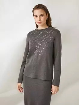Джемпер трикотажный с вышивкой пайетками S(44)