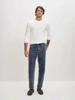 Джинсы 5 карманов с эффектом вываренной джинсы из хлопка L(52)