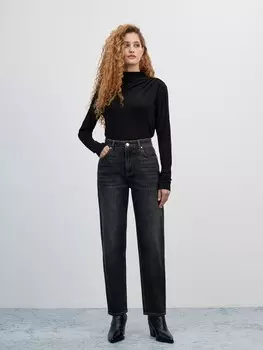 Джинсы прямые с контрастной прострочкой S(44)