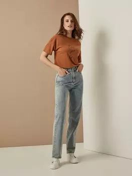 Джинсы прямые с высокой посадкой XS(42)