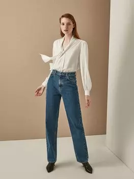 Джинсы прямые с высокой посадкой XS(42)