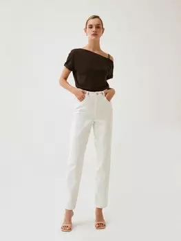 Джинсы с высокой посадкой белые S(44)