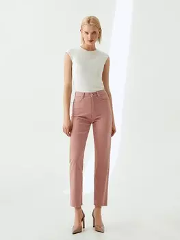 Джинсы с высокой посадкой розовые S(44)