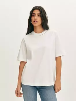 Футболка базовая с принтом по горловине XS(42)