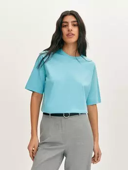 Футболка базовая с принтом по горловине XS(42)