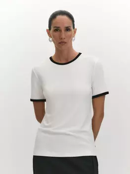 Футболка из вискозного трикотажа с контрастным кантом XS(42)