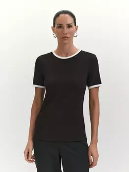 Футболка из вискозного трикотажа с контрастным кантом XS(42)