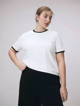 Футболка из вискозного трикотажа с контрастным кантом M(46)