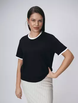 Футболка из вискозного трикотажа с контрастным кантом M(46)