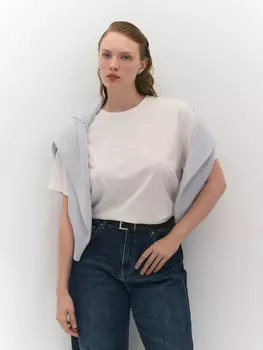 Футболка из вискозного трикотажа с мерцающим принтом XL(50)