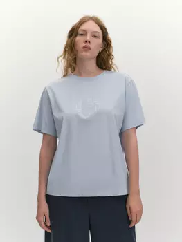 Футболка из вискозного трикотажа с мерцающим принтом L(48)