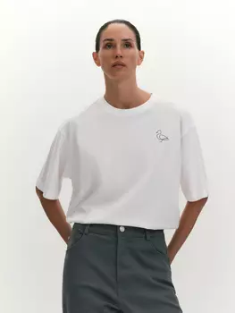 Футболка оверсайз с небольшим принтом XS(42)