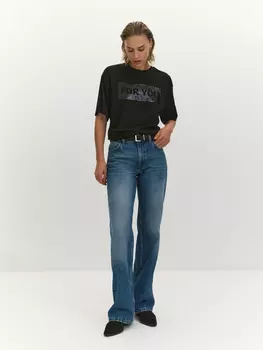 Футболка с лого-вышивкой пайетками ELIS