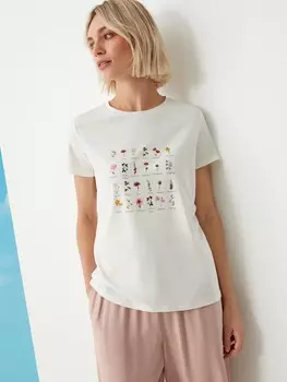 Футболка с принтом светлая S(44)