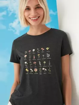 Футболка с принтом темная S(44)