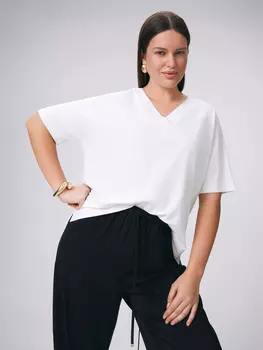 Футболка с V-вырезом и цельнокроеным рукавом M(46)