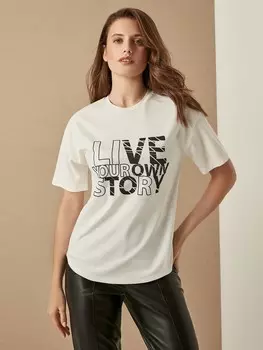 Футболка трикотажная с принтом XS(42)