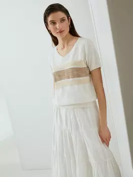 Футболка вязаная с V-вырезом S(44)