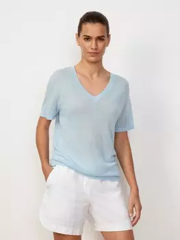 Футболка вязаная с V-вырезом S(44)