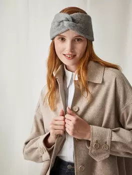 Тёплая повязка из шерсти серого оттенка (54-56)