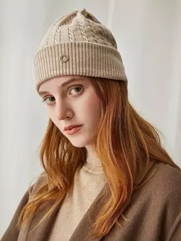 Шапка из шерсти фактурной вязки (54-56)