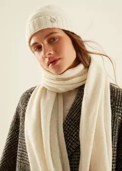 Вязаная шапка с шерстью и альпакой (54-56)