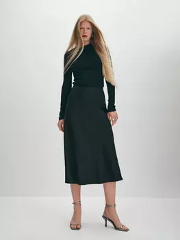 Юбка длины миди из атласной ткани XS(42)