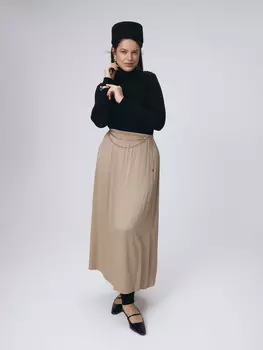 Юбка длины миди из ткани с эффектом крэш M(46)