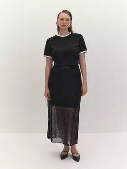 Юбка из мягкой кружевной сетки с флоральным узором M(46)