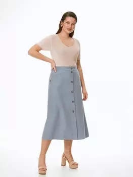 Юбка-миди изо льна и вискозы голубая XL(50)