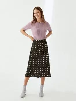 Юбка-миди расклешенная черно-белая S(44)