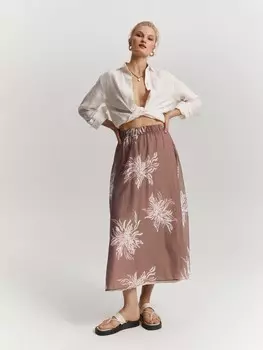 Юбка-миди с цветочным принтом XS(42)