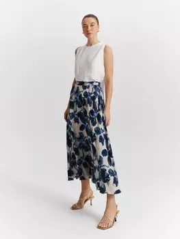 Юбка-миди с цветочным принтом XS(42)