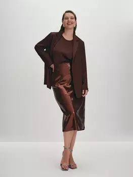 Юбка с пайетками длины миди 4XL(56)